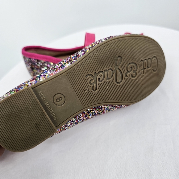 Cat & Jack Girls Floral Glitter Ballet Flats Size 8 - Picture 6 of 7